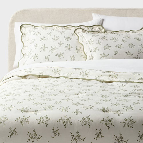 Floral scallop comforter and - comforter,